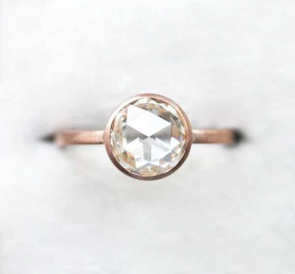 1, 5 Karat Rosenschliff Diamant Ring, Runder Weißer Solitär Ring