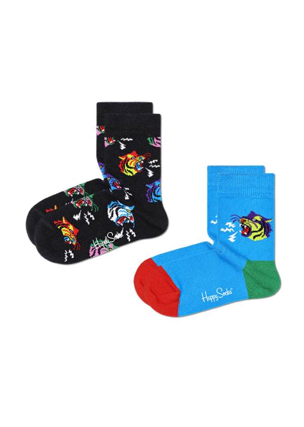 2er-Pack Bio-Baumwollsocken für Kinder: Tiger | Happy Socks