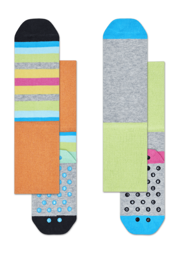 Anti-slip Socken für Kinder 2-Pack: Stripe | Happy Socks