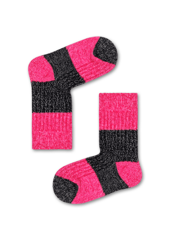 Kinder- Babysocken aus Wolle: Blocked Rib, Pink | Happy Socks