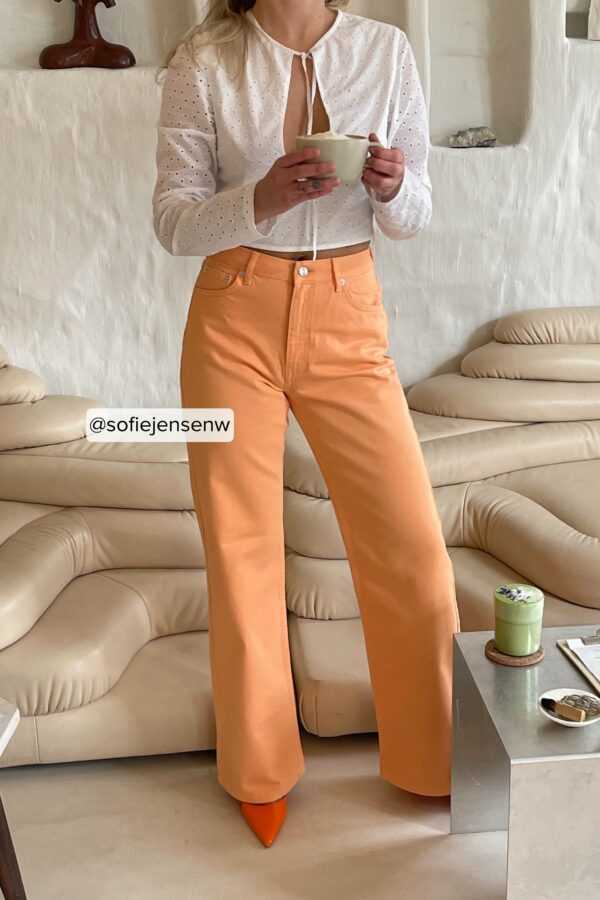 NA-KD Trend Organische Relaxed Full Length Jeans - Orange