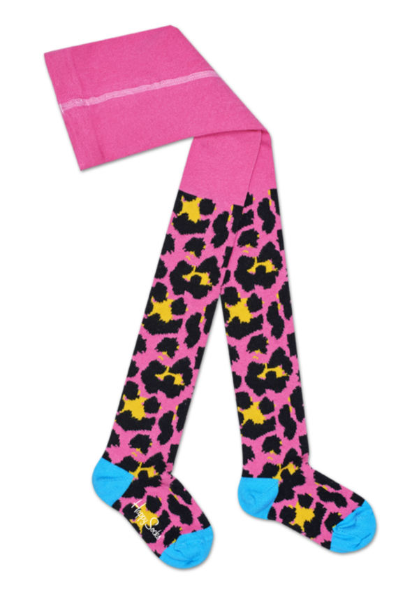 Pinke Baby Strumpfhosen: Leopard Muster | Happy Socks