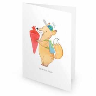 Mr. & Mrs. Panda Grußkarte Fuchs Schulkind - Weiß - Geschenk, lustige Sprüche, Geburtstagskarte