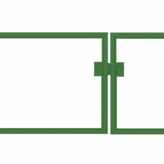 Elektrisches Einfahrtstor / Gartentor Premium (2-flügelig) asymmetrisch für senkrechte Holzfüllung; grün; Breite 350 cm x Höhe 140 cm (neues Modell)