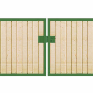 Gartentor mit Holzfüllung (2-flügelig) Premium senkrecht; symmetrisch; grün; B:350 cm H:160 cm