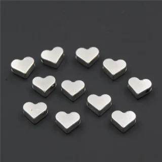 100PCS Silver Color/gold Heart European Small Hole Spacer Beads Fits Diy Handmade Charms Bracelets Accessories