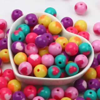 10/30pcs 12/16mm Colorful Round Heart Acrylic Beads Loose Spacer Heart Beads For Diy Jewelry Making Handmade Bracelet Necklace