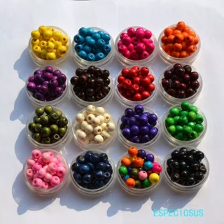 10MM Natural Wooden Beads DIY Handcraft Making Departments Multi Color Round Shaped Wood Spacer Bracelet Accessories 100pcs