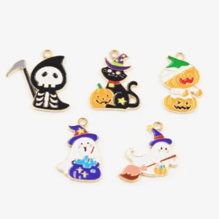 15pcs Charms Halloween Death Ghost Pumpkin Cat KC Gold Color Pendants DIY Crafts Making Findings Handmade Fashion Jewelry
