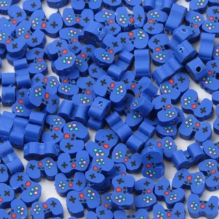 20/50/100pc Blue Gamepad Polymer Clay Beads Clay Spacer Beads For Kids Jewelry Making Diy Bracelet Necklace Handmade Accessories
