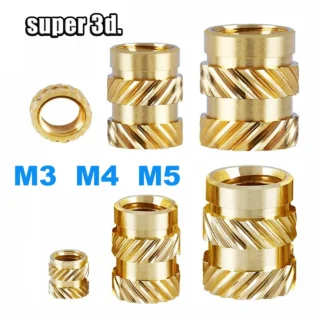 20/50/100pcs Insert Embedment Nut M3 M4 M5 Thread Knurled Hot Melt Brass Threaded Heat Set Heat Resistant for 3D Printer Parts