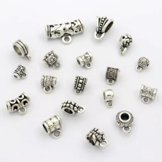 20pcs All Mix Tibetan Silver Big Hole Metal End Bead Connector For Jewelry Making Diy Bracelet Necklace Accessories Wholesale