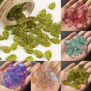 20pcs/lot Leaves Petal Czech Glass Lampwork Loose Spacer Beads for Needlework Jewelry Making Diy Bracelet Accessories Supplies