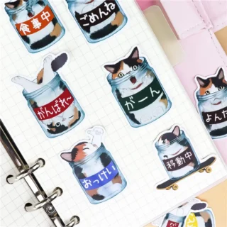 34Pcs/pack Light And Shadow Diary Cute Cat Stickers For Stationery Scrapbooking Diy Diary Album Cute Stick Labe