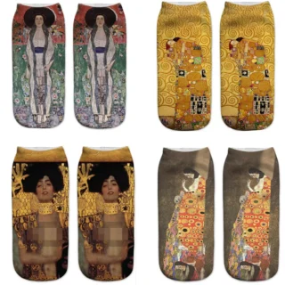 3D Print Ankle Socks Summer Gustav Klimt - Women's World Famous Painting Women
