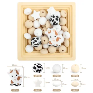 45pcs/Set Silicone Beads Baby Round Teething Beads Set Sheep Star Shape Chew beads DIY Pacifier Clip Chian Jewelry Accessories