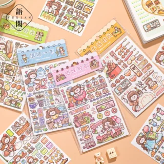 4pcs/lot Kawaii Stationery Stickers Has Gogo eaten yet DIY Junk Journal Paper stickers Planner Decorative Mobile stickers