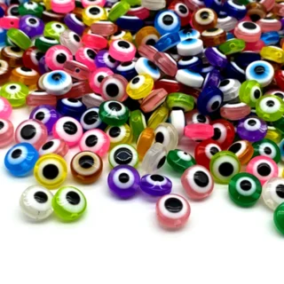 50 pcs 8mm Oval Beads Evil Eye Resin Spacer Beads for Jewelry Making Bracelet DIY