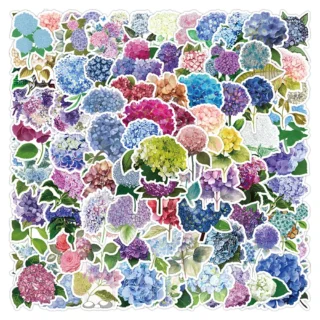 50/100Pcs Colorful Beautiful Hydrangea Stickers DIY Scrapbooking Plan Decorative Stickers for Phone Case Luggage Laptop Decal