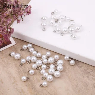 50Pcs/lot Stainless Steel Imitation Pearl Beads Charms Pendant For Jewelry DIY Making Necklace Bracelet Earrings Accessories