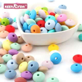 50pcs/Lot 12mm Baby Silicone Lentil Beads Silicone DIY Charms Newborn Nursing Accessory BPA Free Teething Necklace Teething Toy