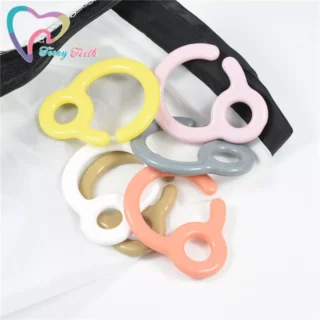 5PCS Pacifier Hook Plastic Teething Plastic Teething Ring Links Baby Stroller Toys DIY Dummy Clips Baby Teether Toys 6 Colors