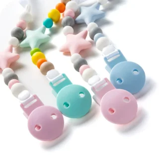 5Pcs Baby Pacifier Clip Solid Plastic Pacifier Clips Soother Holder Infant Nipples Holder DIY Teether Chain Accessories Baby Toy
