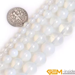 6 8 10 12mm White Opalite Loose Spacer Round Accessorries Beads For Jewelry Making Strand 15" DIY Bracelet For Women Gifts
