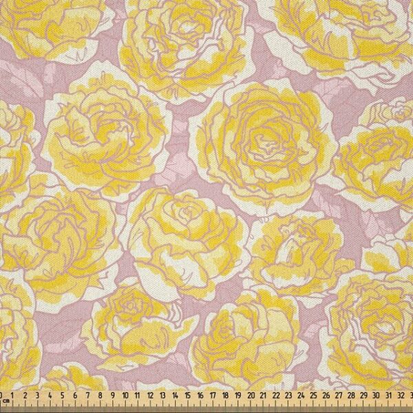 Abakuhaus Stoff DIY Bastler Stoff für Dekorationszwecke, Blume Gelbe Rosen Blooming