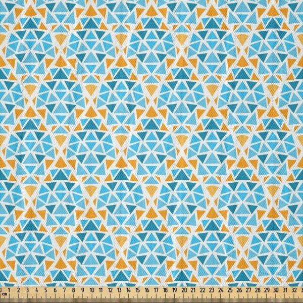 Abakuhaus Stoff DIY Bastler Stoff für Dekorationszwecke, Gelb und Blau Triangle Motiv