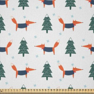 Abakuhaus Stoff DIY Bastler Stoff für Dekorationszwecke, Northwoods Weihnachten Fox Pine