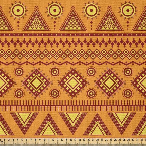 Abakuhaus Stoff DIY Bastler Stoff für Dekorationszwecke, Orange Aztec Borders