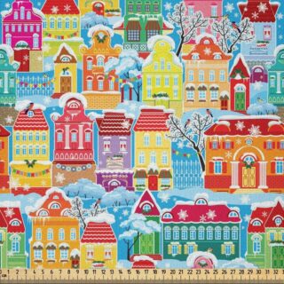 Abakuhaus Stoff DIY Bastler Stoff für Dekorationszwecke, Stadt Ornamental Winter-Muster