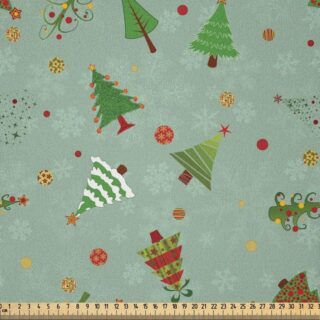 Abakuhaus Stoff DIY Bastler Stoff für Dekorationszwecke, Weihnachten Feiertags-Baum-Muster