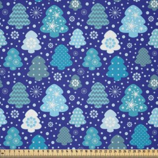 Abakuhaus Stoff DIY Bastler Stoff für Dekorationszwecke, Winter Schneeflocken Weihnachtsbaum
