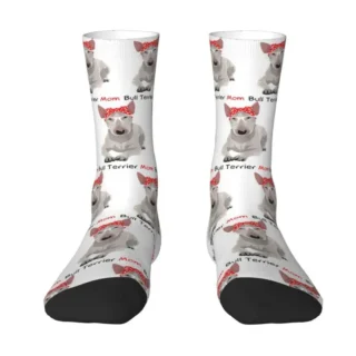 Animal Pet Puppy Bull Terrier Mommy Men Women Crew Socks Unisex Kawaii 3D Printed Dress Socks