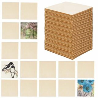 Belle Vous Streudeko 10 cm Holzscheiben Quadrat (50er Pack) - 10x10 cm Holzplatten für DIY, 10x10 cm Holzplatten für DIY - 50er Pack Holzscheiben Quadrat
