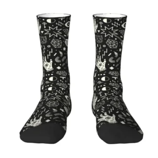 Cool Halloween Witchcraft Witch Socks Women Men Warm 3D Print Occult Witchy Magic Basketball Sports Socks