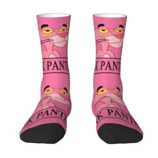 Cool Men's Pink Cartoon Character Dress Socks Unisex Warm Breathbale 3D Printed Animation Leopard Head Crew Socks
