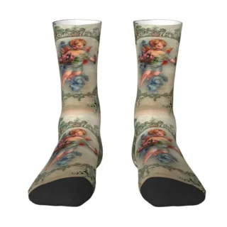 Cool Victorian Angel Print With Vintage Rose Bouquets Shabby Chic Socks Men Women Warm 3D Printed Basketball Sports Socks