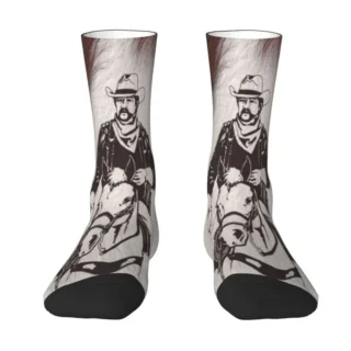 Cowboy Horse Cowhide Cow Men Women Crew Socks Unisex Fashion 3D Print Dress Socks