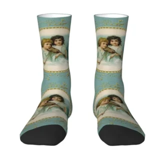Cute Mens Victorian Angel Dress Socks Unisex Breathbale Warm 3D Print And The Angels Sing Crew Socks