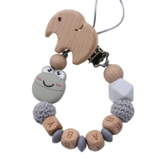 Cute Mini Frog Baby Pacifier Chain Beech Elephant Clip DIY Soother Chains Customized Name Toys Holder Gifts