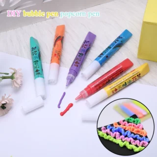 DIY Ink Puffs Up 3D Art Pens Like Popcorn 6pcs Magic Popcorn Pens Safe Pen Greeting Birthday Cards Handmade Kids Gifts
