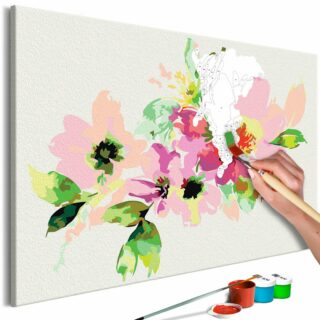 DIY Leinwandbild-Set Bunte Blumen Malen nach Zahlen