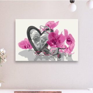 DIY Leinwandbild-Set Engel (Herz & rosa Orchideen) Malen nach Zahlen
