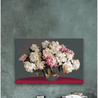 DIY Leinwandbild-Set Weiße Blumen in Vase Malen nach Zahlen
