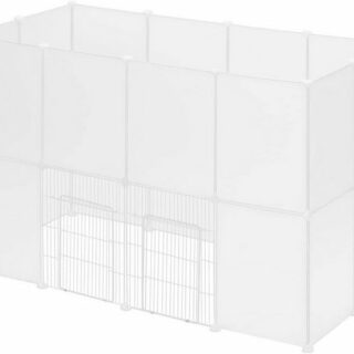 EUGAD Kleintierkäfig, mit Tür DIY 24 Platten Kunststoff, 145x95x75cm, Weiß