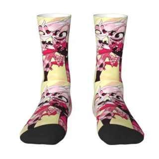 Fashion Mens Angel And Molly Dress Socks Unisex Warm Comfortable 3D Print Helluva Animated Web Movie Crew Socks