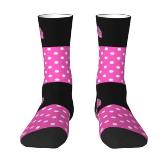 Fashion Men's Pink Polkadots Minnie Dress Socks Unisex Breathbale Warm 3D Printed Polka Dot Bow Crew Socks